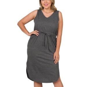 ☀️ Zenana Charcoal Drawstring Dress Plus Size 2X
